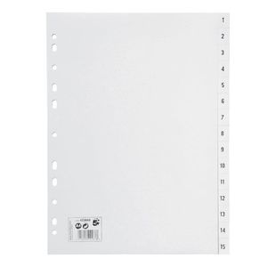 5 Star Office Index 1-15 Polypropylene Multipunched Reinforced Holes 120 Micron A4 White