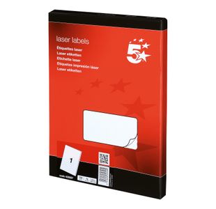 5 Star Multipurpose Labels Laser Copier and Inkjet 199.6x289.1mm White (Pack of 100) 423857