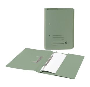 5 Star Recycled Transfer Spring Pocket File Foolscap Mediumweight 285gsm Green (Pack of 25) 423970