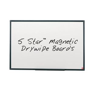 5 Star Magnetic Drywipe Board Steel Trim with Fixing Kit and Detachable Pen Tray 1200x900mm 424127