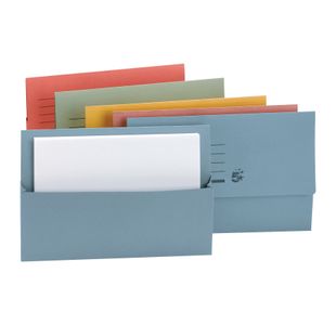 5 Star Recycled Half Flap Document Wallet Foolscap 250gsm Capacity 32mm Assorted (Pack of 50) 501785