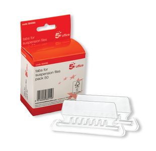 5 Star Plastic Tabs for Suspension File Clear (Pack of 50) 504595