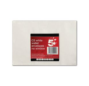 5 Star C5 Envelope Pocket Peel and Seal 80gsm White (Pack of 25) FS600401 600401