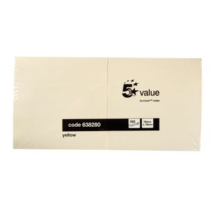 5 Star Re-move Sticky Notes Repositionable 76x76mm Yellow (Pack of 12) 638280