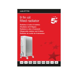 5 Star 9 Fin Oil Filled Radiator 2000W White FS677724