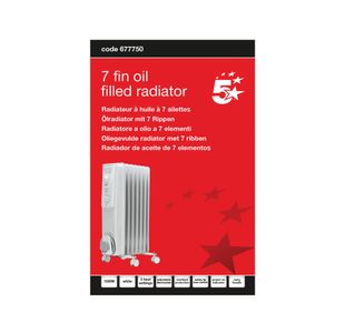 5 Star 7 Fin Oil Filled Radiator 1500W White FS677750