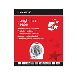 5 Star Upright Portable Fan Heater 2000W White FS677780