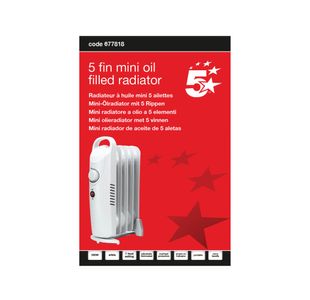 5 Star 5 Fin Mini Oil Filled Radiator 500W White FS677818