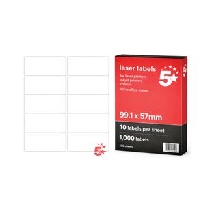 5 Star A4 Address and Parcel Labels 99.1x57mm Pack of 1000 FS679622