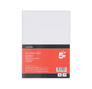 5 Star A4 White Card 160gsm Pack of 50 FS679980