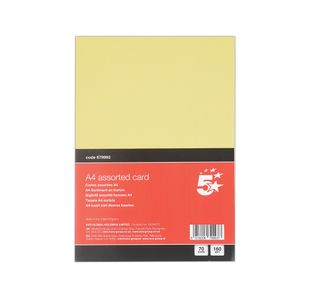 5 Star A4 Assorted Card 160gsm Pack of 70 FS679993
