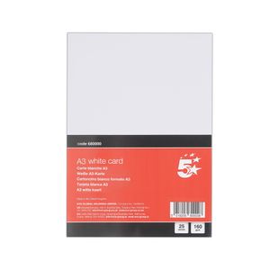 5 Star A3 White Card 160gsm Pack of 25 FS680000