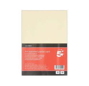 5 Star A4 Pastel Card 160gsm Pack of 50 FS680011