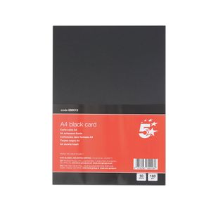 5 Star A4 Black Card 160gsm Pack of 50 FS680013