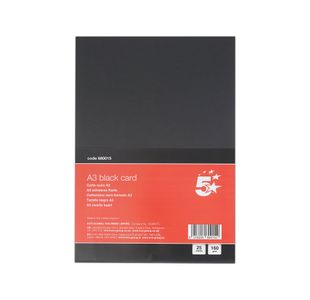 5 Star A3 Black Card 160gsm Pack of 25 FS680015