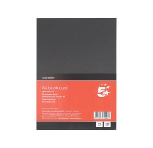 5 Star A4 Black Card x10 Cards 120 Cards in Total Pack of 12 FS680046