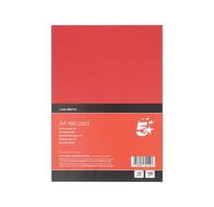 5 Star A4 Red Card x10 Cards 120 Cards in Total Pack of 12 FS680112