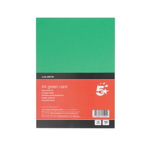 5 Star A4 Green Card x10 Cards 120 Cards in Total Pack of 12 FS680192