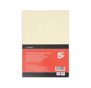 5 Star A3 Pastel Card 160gsm Pack of 25 FS680243