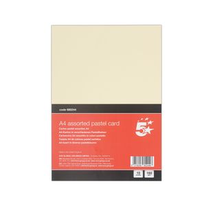 5 Star A4 Pastel Card x10 Cards 120 Cards in Total Pack of 12 FS680244
