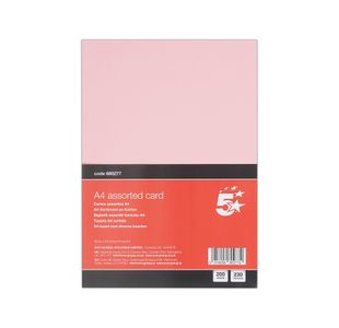 5 Star A4 Assorted Card 230 Micron Pack of 200 FS680277