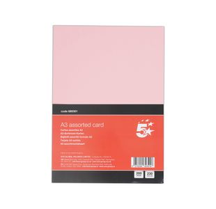 5 Star A3 Assorted Card 230 Micron Pack of 200 FS680301