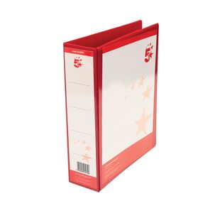 5 Star Presentation Lever Arch File A4 Polypropylene 58mm Capacity Red 814276