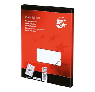 5 Star Multipurpose Labels Laser Copier Inkjet 38.1x21.2mm White (Pack of 6500) 900060