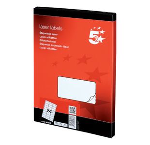 5 Star Multipurpose Labels Laser Copier Inkjet 64x34mm White (Pack of 2400) 900079
