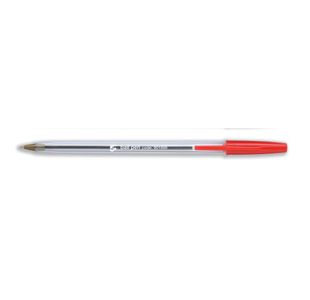 5 Star Ball Pen Medium 1mm Tip 0.4mm Line Clear Barrel Red (Pack of 50) 901805