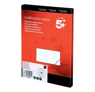5 Star Multipurpose Labels Laser Copier Inkjet 105x35mm White (Pack of 1600) 903830