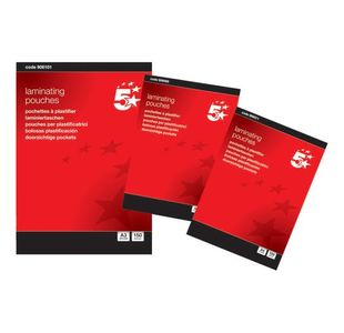 5 Star Laminating Pouches 150 Micron Gloss A4 (Pack of 100) 906071