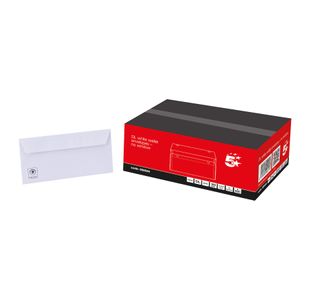 5 Star DL Wallet Envelope Peel and Seal 100gsm 220x110mm White (Pack of 500) 906594