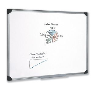 5 Star Whiteboard Drywipe Magnetic with Pen Tray and Aluminium Trim 1200x900mm 908441