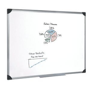 5 Star Whiteboard Drywipe Magnetic with Pen Tray and Aluminium Trim 1800x1200mm 909315