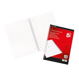 5 Star Wirebound Notebook Ruled Margin Perforated 4 Holes 100 Page A4 Red/White (Pack of 10) 912947