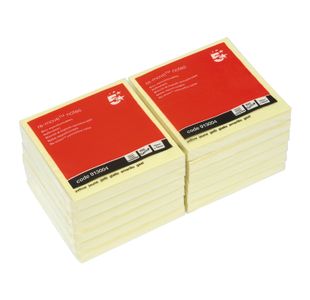 5 Star Re-move Sticky Notes Repositionable Concertina Pad 76x76mm Yellow (Pack of 12) 913004