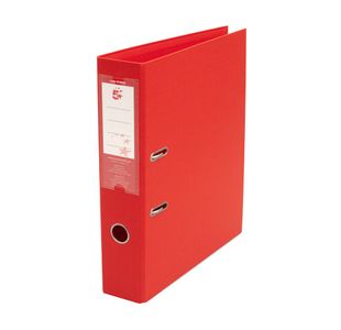 5 Star Premium Lever Arch File Foolscap 70mm Spine Polypropylene Red (Pack of 10) 913209