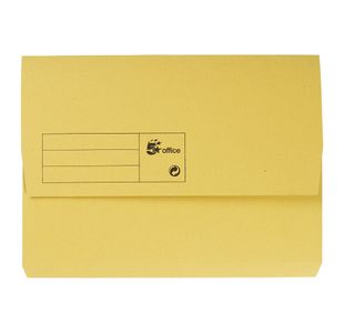 5 Star Recycled Half Flap Document Wallet A4 285gsm Capacity 32mm Yellow (Pack of 50) 913918