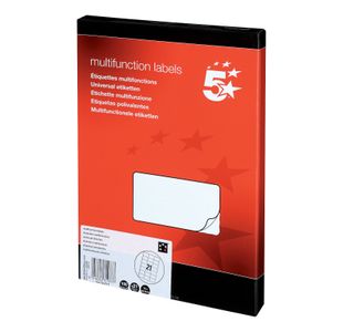 5 Star Multipurpose Labels Laser Copier Inkjet 70x42.4mm White (Pack of 2100) 913977