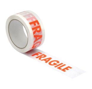 5 Star Printed Tape Fragile Polypropylene Red Text on White 48mmx66m (Pack of 6) 922382