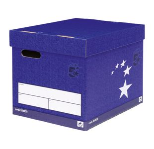 5 Star Elite Superstrong Archive Storage Box with Lid 313x415x326mm Blue (Pack of 10) 924650