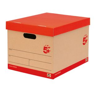 5 Star Storage Box with Lid Self-Assembly Kraft 321x392x291mm Red/Brown (Pack of 10) 924820