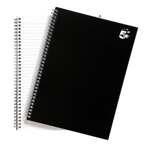 5 Star Wirebound Notebook Ruled 80gsm 140 Page A4 Black (Pack of 5) 930264