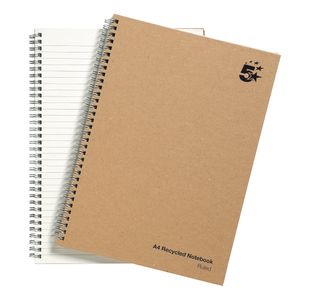 5 Star Wirebound Notebook Ruled 80gsm Recycled 160 Page A4 Buff (Pack of 5) 930279