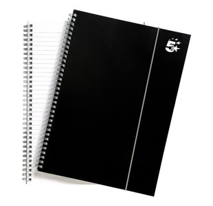 5 Star Wirebound Notebook Ruled 80gsm 160 Page Polypropylene A4 Black (Pack of 6) 930300