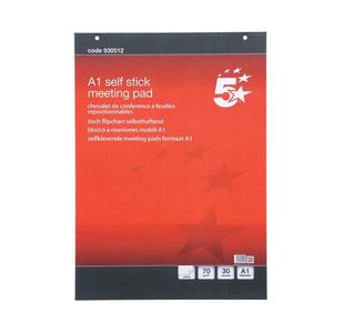5 Star Flipchart Pad Self-adhesive 30 Sheets A1 (Pack of 2) 930512