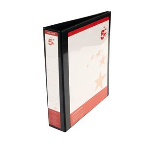 5 Star 4D-Ring Presentation Ring Binder A4 Polypropylene 38mm Black (Pack of 10) 933038