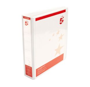 5 Star 2D-Ring Presentation Ring Binder A4 Polypropylene 38mm White (Pack of 10) 933070