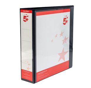 5 Star 4D-Ring Presentation Ring Binder A4 Polypropylene 50mm Black (Pack of 10) 933074